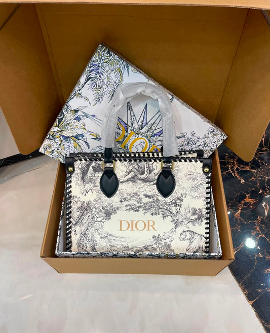 Dior-branded structural canvas tote Bag