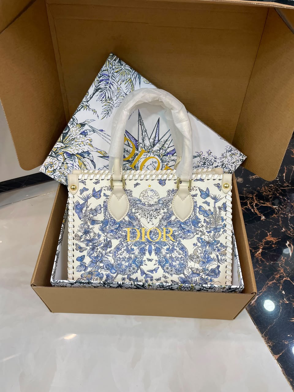 Dior-branded structural canvas tote Bag