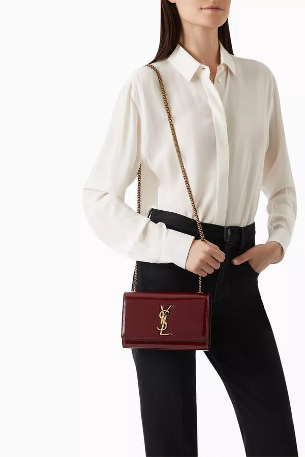 Saint Laurent red patent leather Kate small shoulder bag